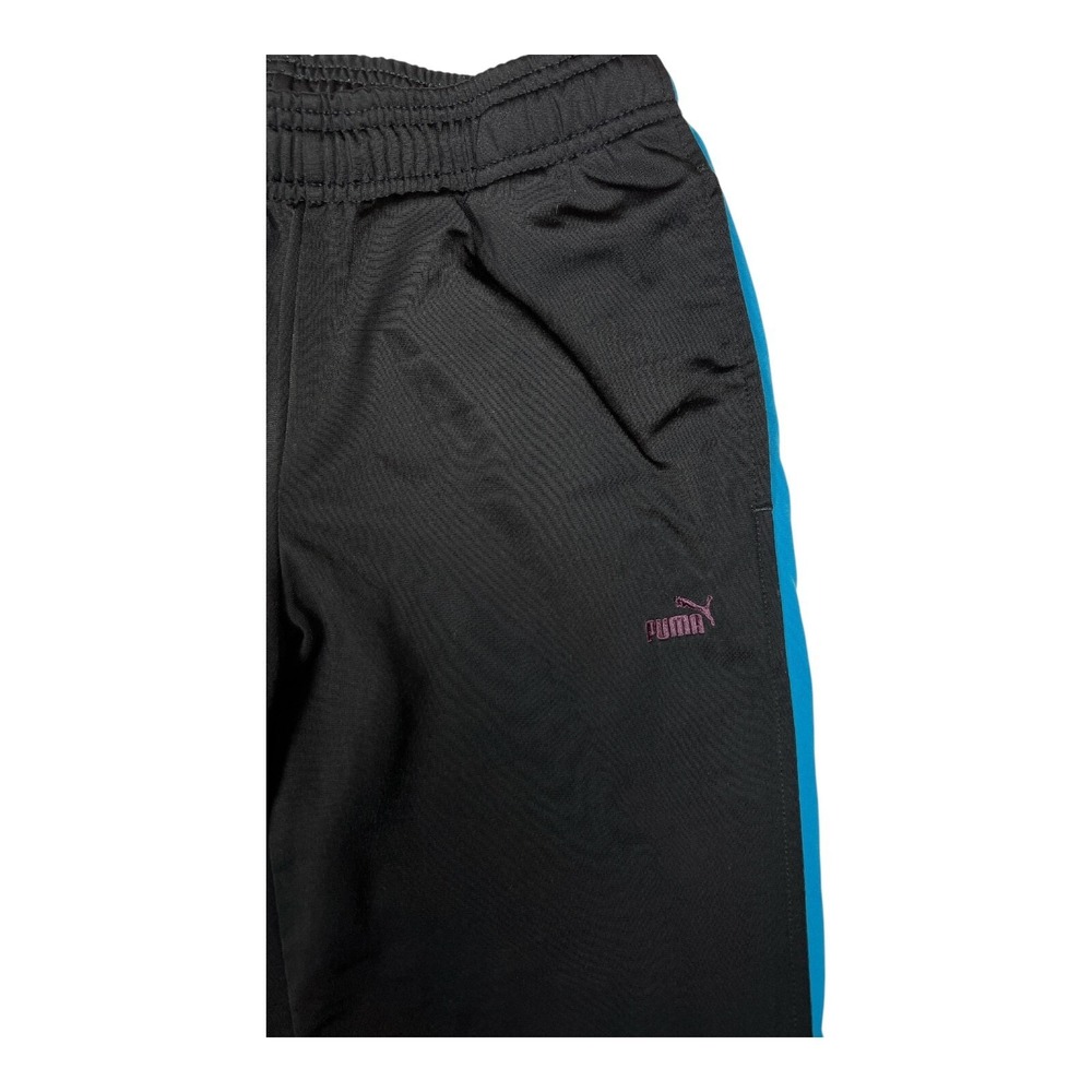 Puma Sport Lifestyle Black Track Pants Blue Stripe XS Extra Small - Picture 3 of 8
